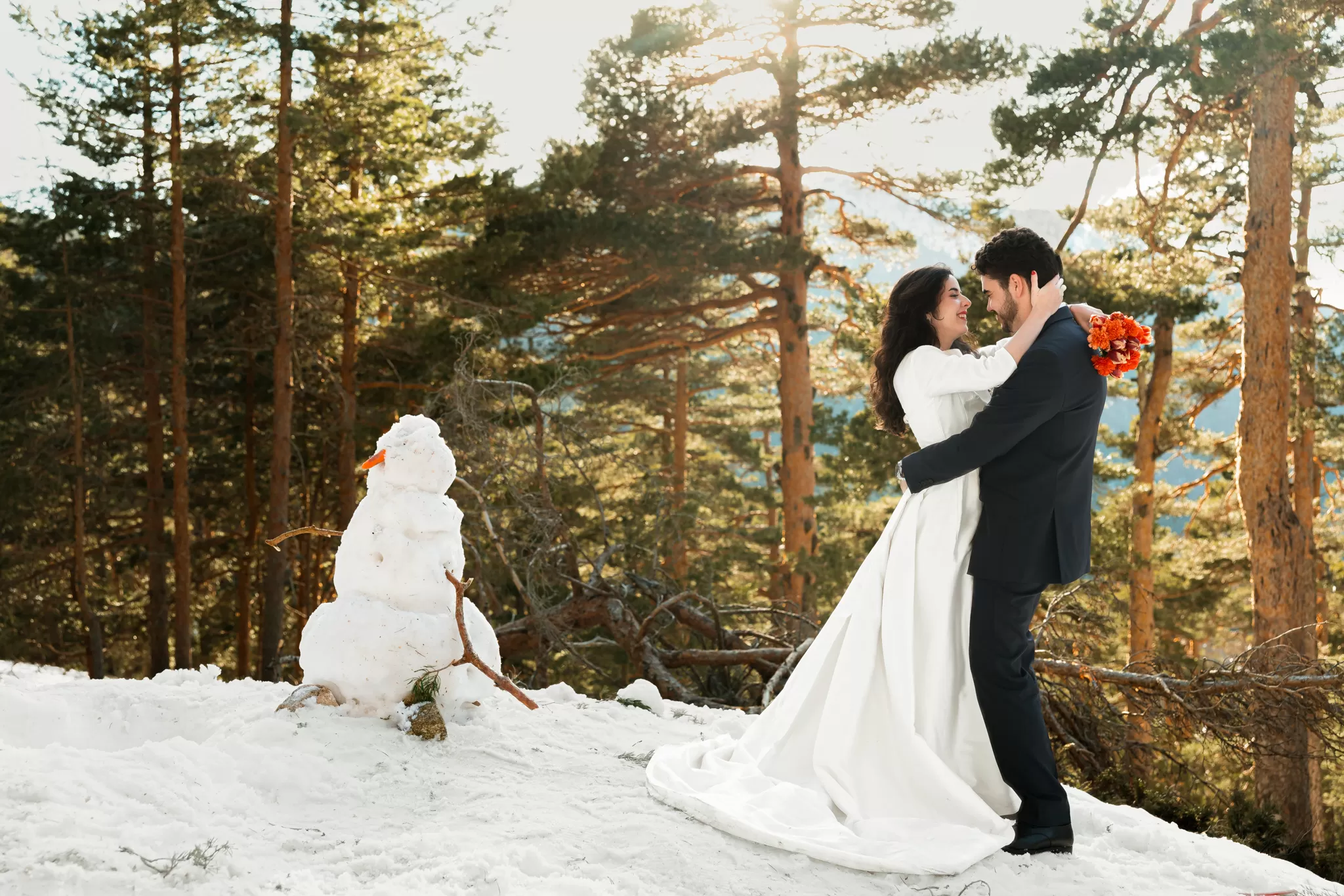 María y Guille no trash the dress na neve, Espanha